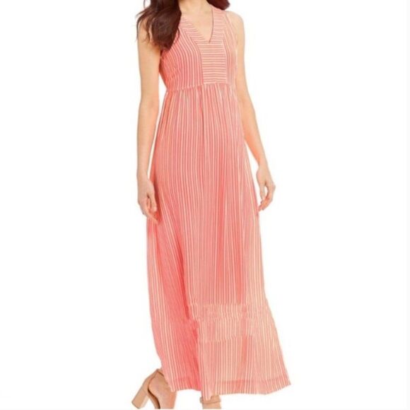 Joules‎ Anastacia Sleeveless V-Neck Stripes Neon Bright Maxi Dress Size 12 - Picture 1 of 10